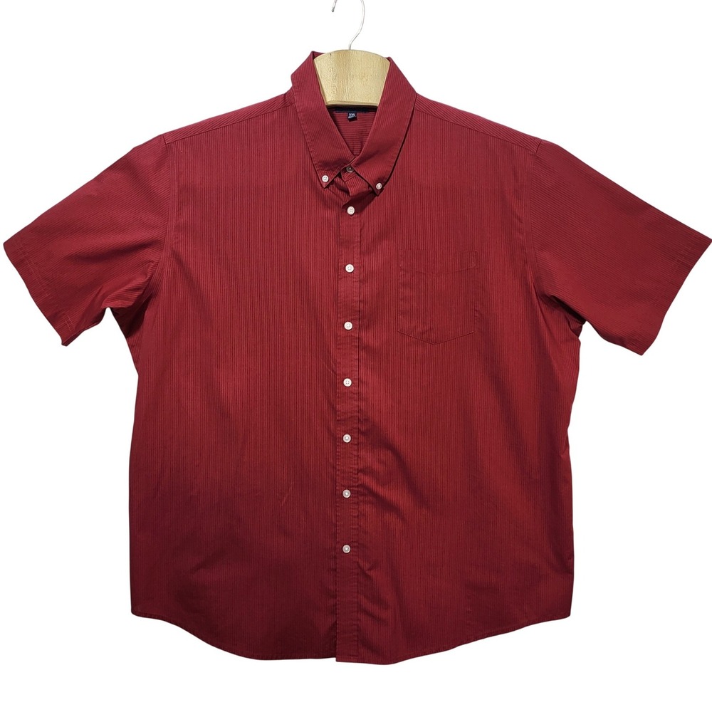 Croft & Barrow Mens XXL Red Micro Stripe Short Sleeve Button Down Shirt RN73277